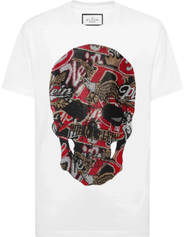 Round Neck T-shirt With Skull Stones