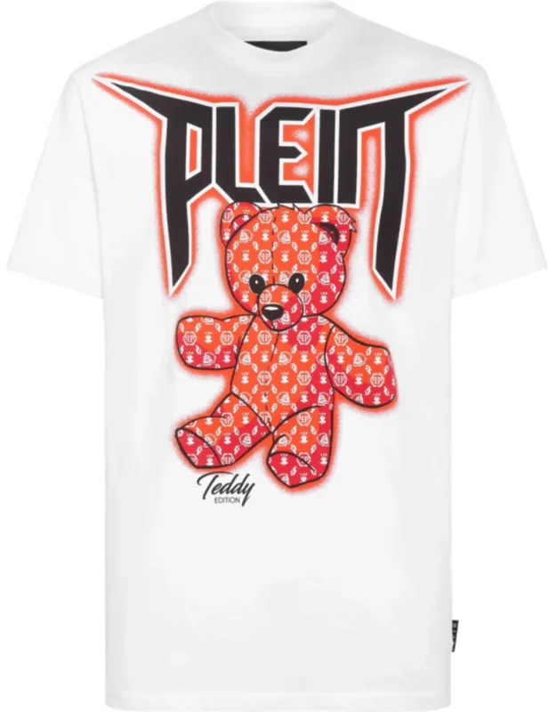 T-shirt With Round Neck And Spray Effect Print Teddy Bear