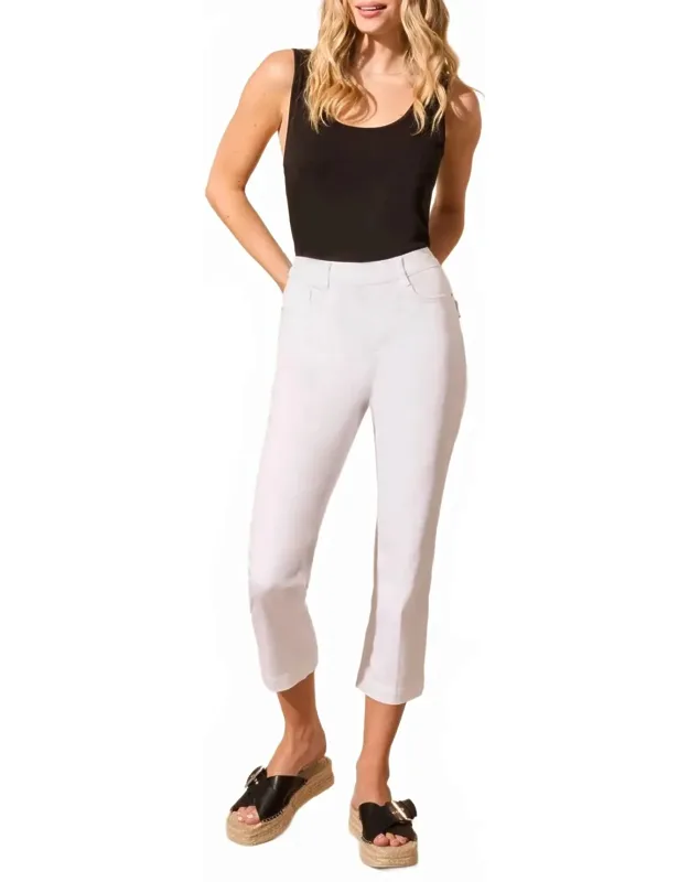 Mid Rise Pull On Straight Crop Jeans