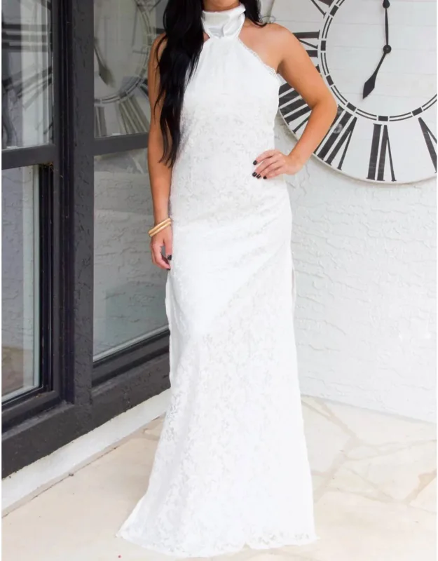 Lace Halter Neck Maxi Dress