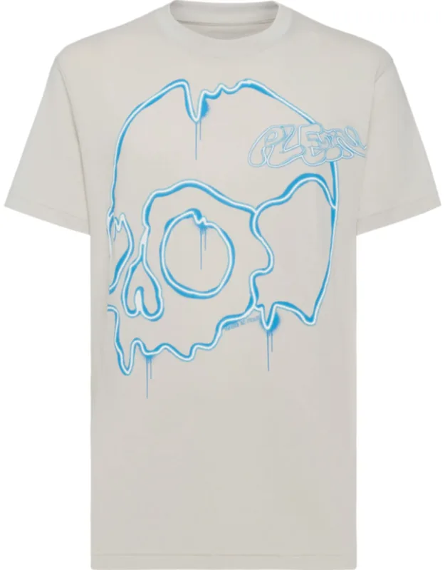 T-shirt With Round Neck And Dripping Skull Design