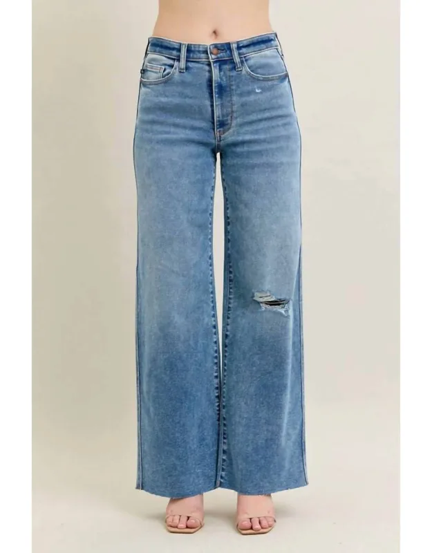 Vintage Wash Wide Leg Jeans