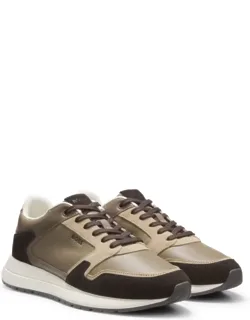 Leather Running-style Sneakers With Suede Trim