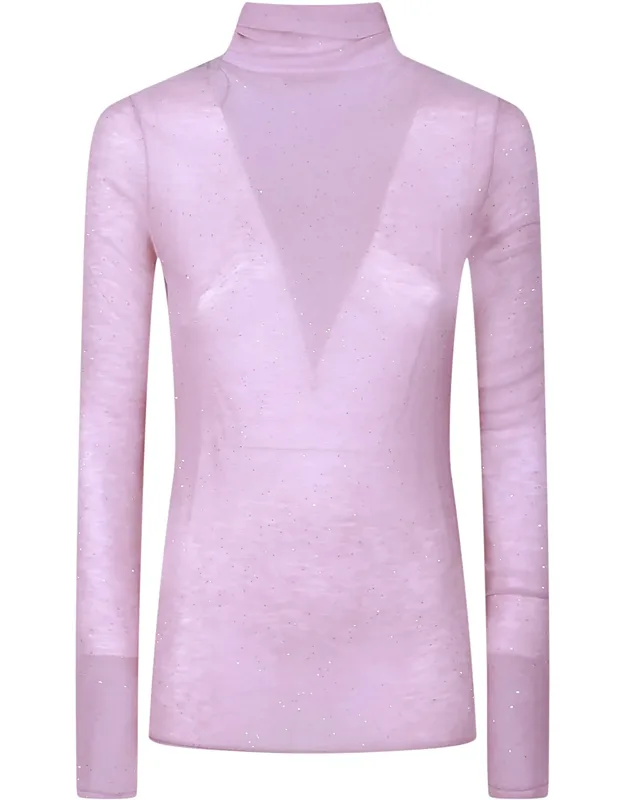 Moss Semi-sheer Wool-blend Turtleneck Sweater