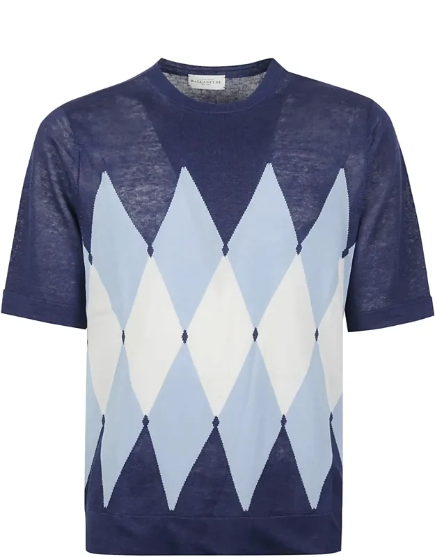 Diamond Argyle Knit Linen T-shirt