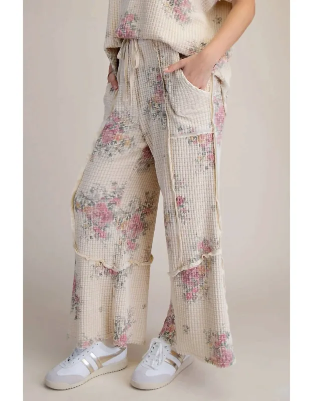 Waffle Floral Wide Leg Pants