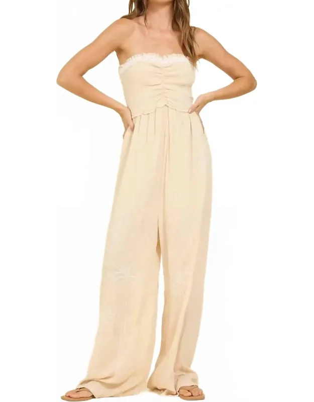 Smocked Wide-leg Jumpsuit