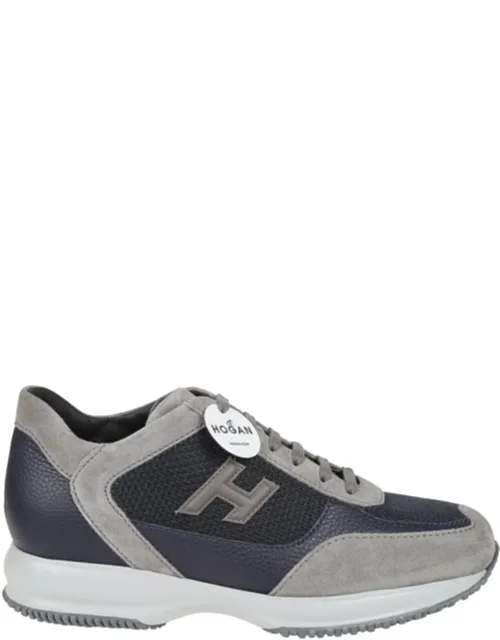 Interactive Leather Suede-trim Sneakers