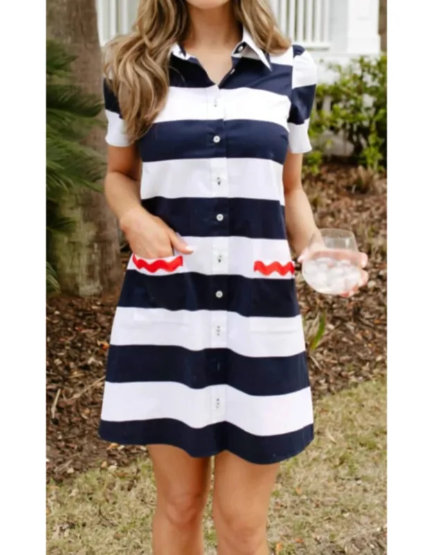 Short Sleeve Button Front Shift Dress