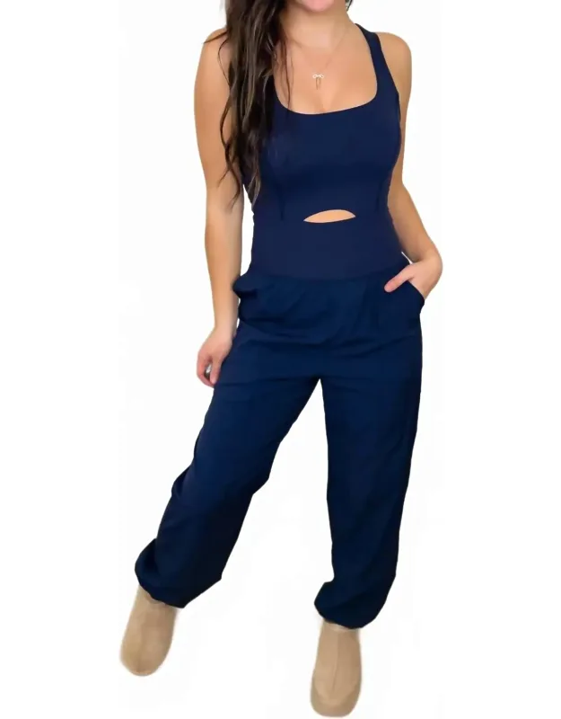 Front Cut-out Active Jogger Jumpsuit