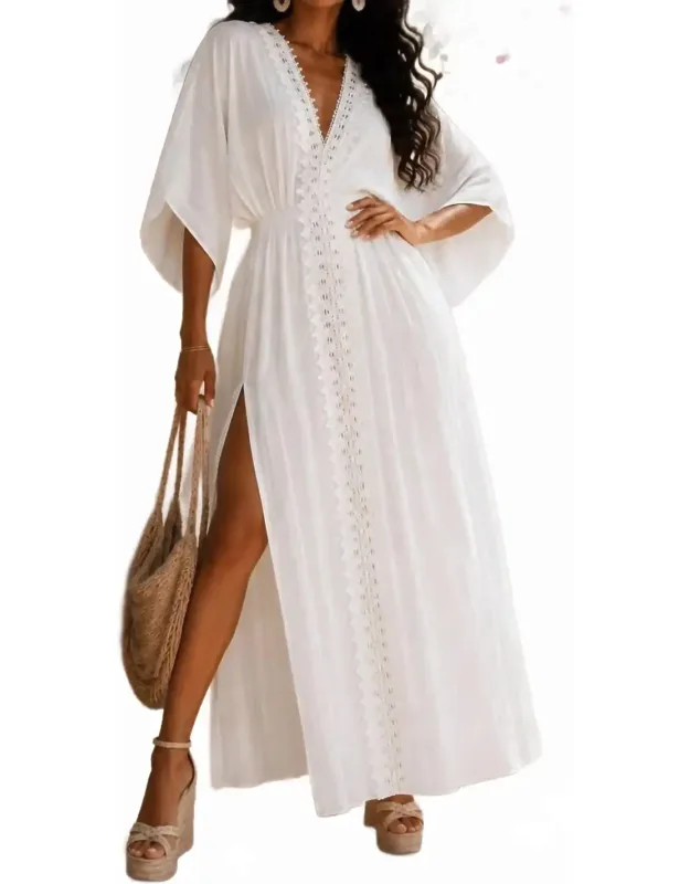 Crochet Trim Kimono Dress