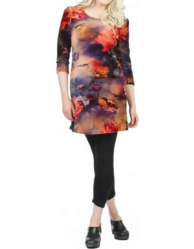 Floral Print Velvet Sweater Dress