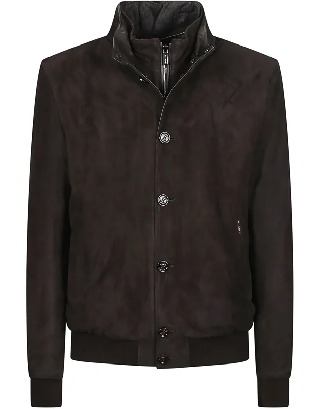 Suede Stand-collar Bomber Jacket