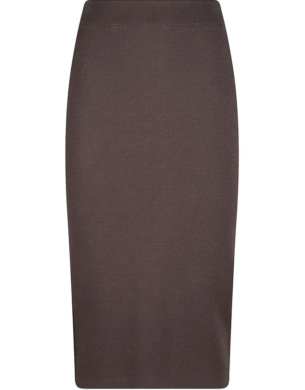 Sleek Midi Skirt With High Waistband And Metallic Zipper