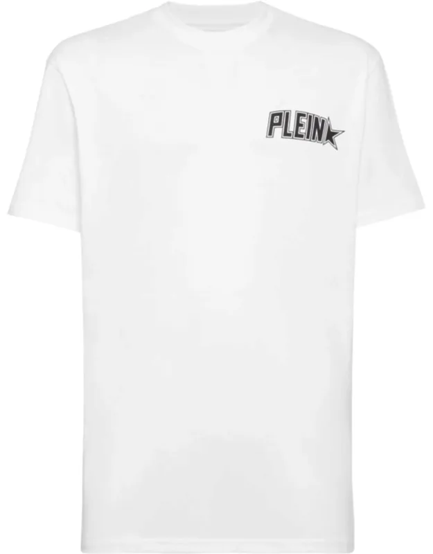 T-shirt Round Neck Ss Featuring Brand Lettering Print And Saffian Leather Pp Hexagon