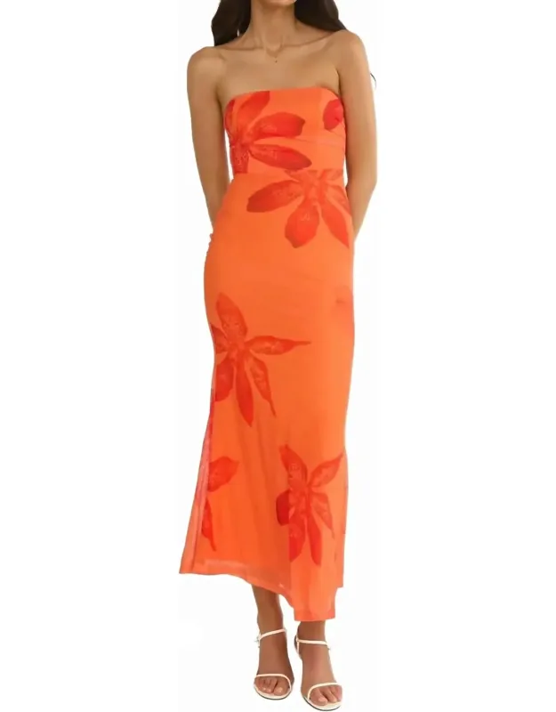 Risa Strapless Floral Midi Dress