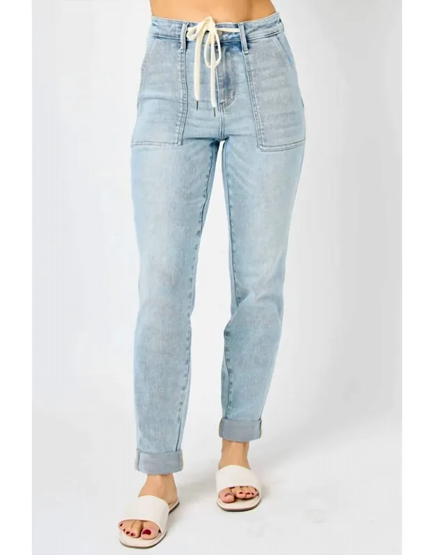 High Waist Vintage Double Cuff Joggers