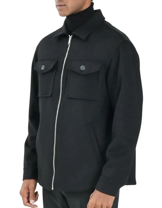 Zip Closure Wool-blend Coat