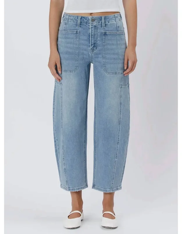 High Rise Barrel Jeans - Super High Rise Waist, Comfort Stretch