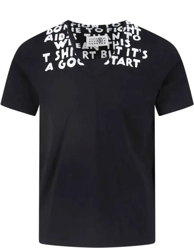 Aids Cotton V-neck T-shirt