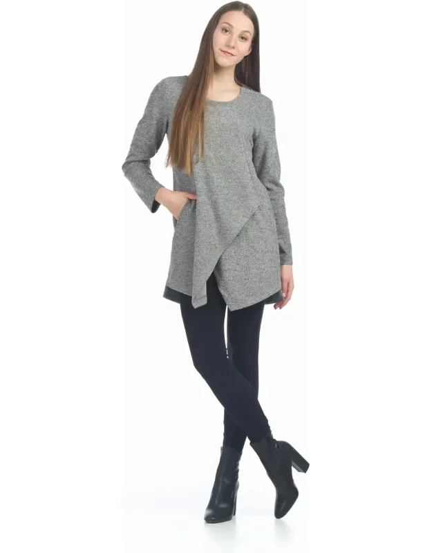 Panelled Flap Over Sweater Dress With Pockets