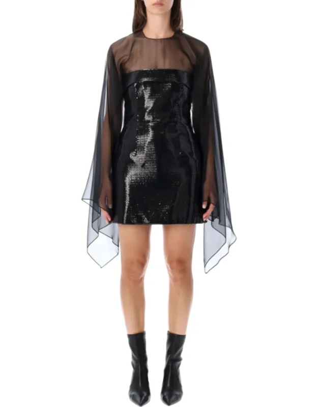 Sequin Chiffon Overlay Mini Dress