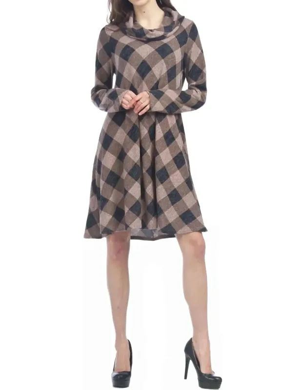 Plaid A-line Sweater Dress