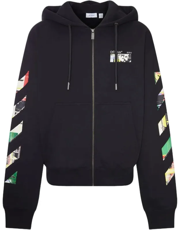 Hoodie With Multicolor Logo And Graphic Prints