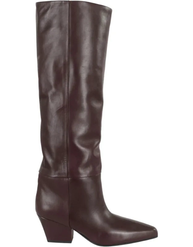 Pointed High Shaft Leather Boots