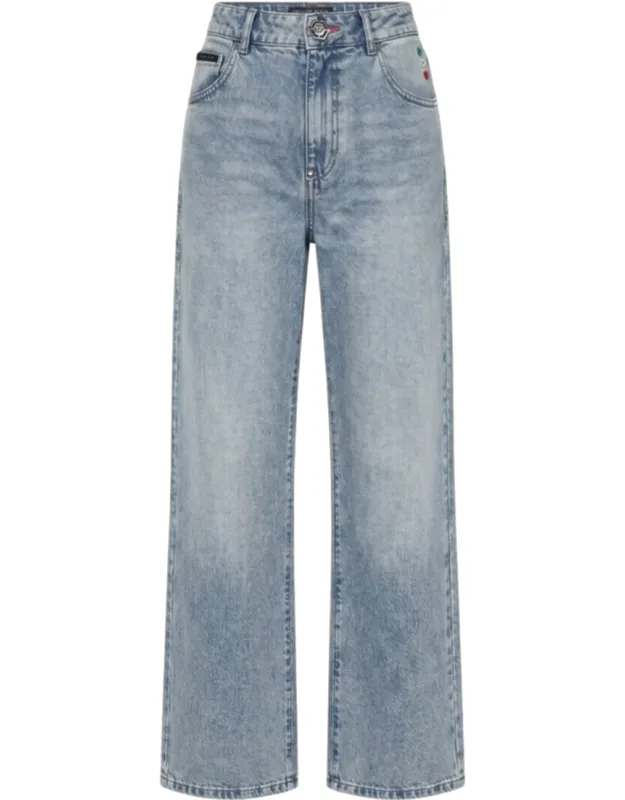 Straight Fit Jeans With 5-pocket Design And Pp Metal Badge