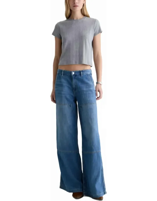 Linen Low Slung Palazzo Jeans