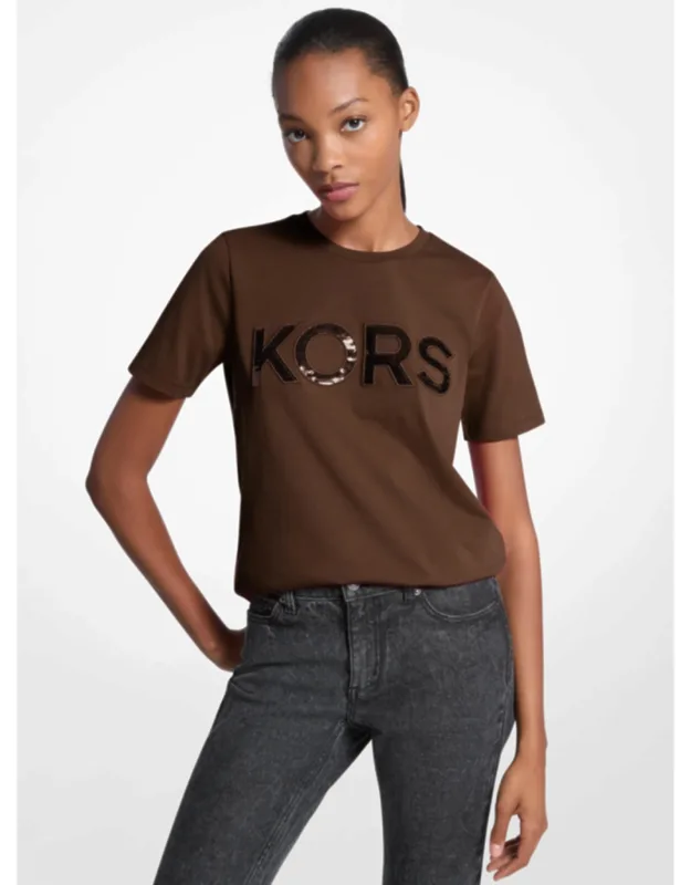 Sequined Logo Cotton T-shirt