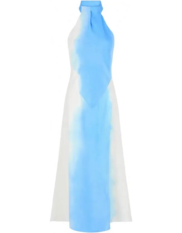 Abstract-print Halterneck Dress