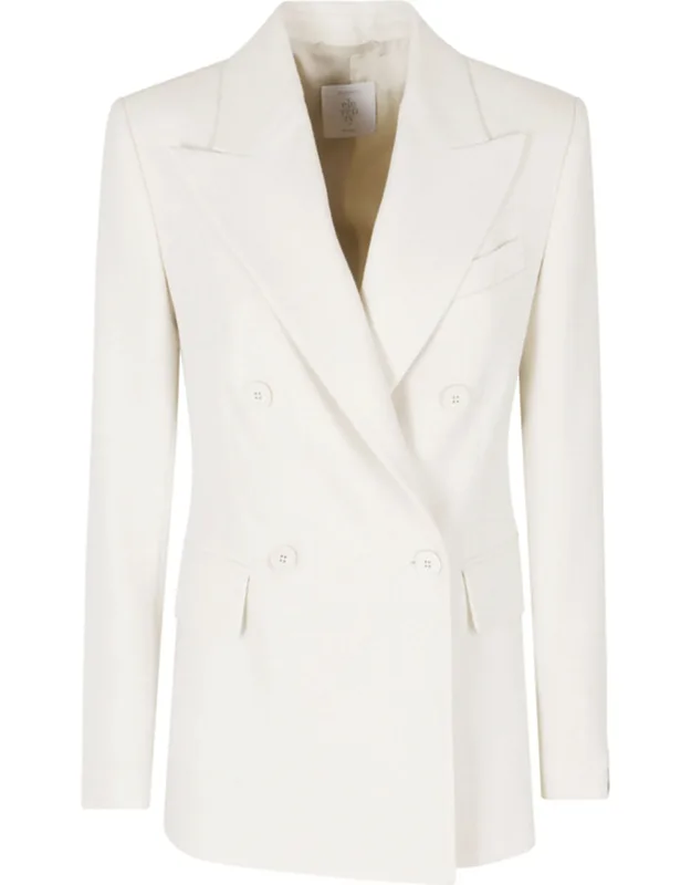 Double-breasted Peak Lapel Wool-blend Blazer