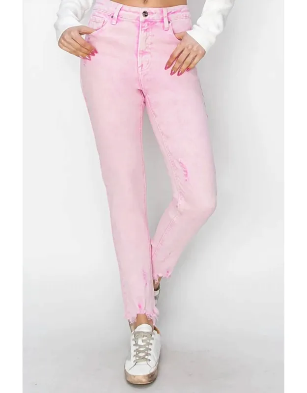 High Rise Fray Hem Ankle Skinny Jeans
