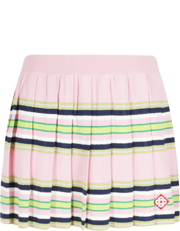 Striped Ribbed-waistband Viscose-blend Mini Skirt