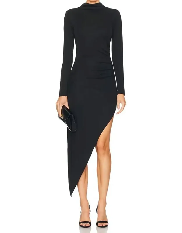 Asymmetrical Mock Neck Dress