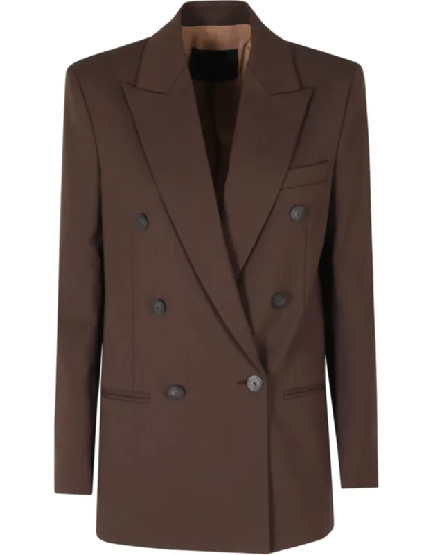 Double-breasted Peak Lapel Wool Blazer