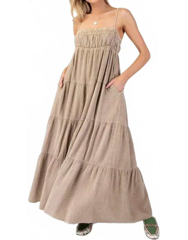 Mineral Washed Cotton Gauze Maxi Dress