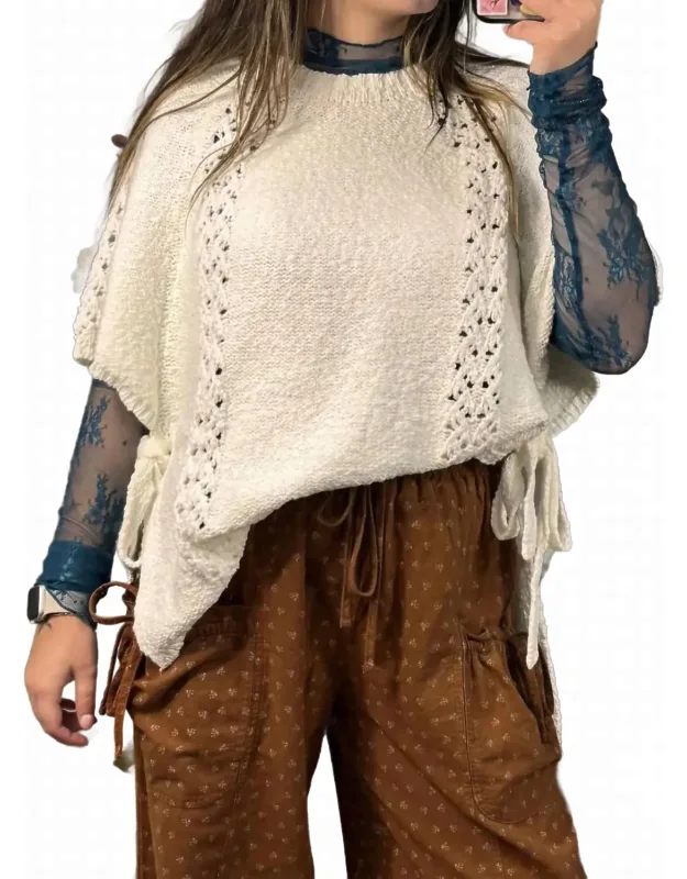Side Tie Sweater Poncho