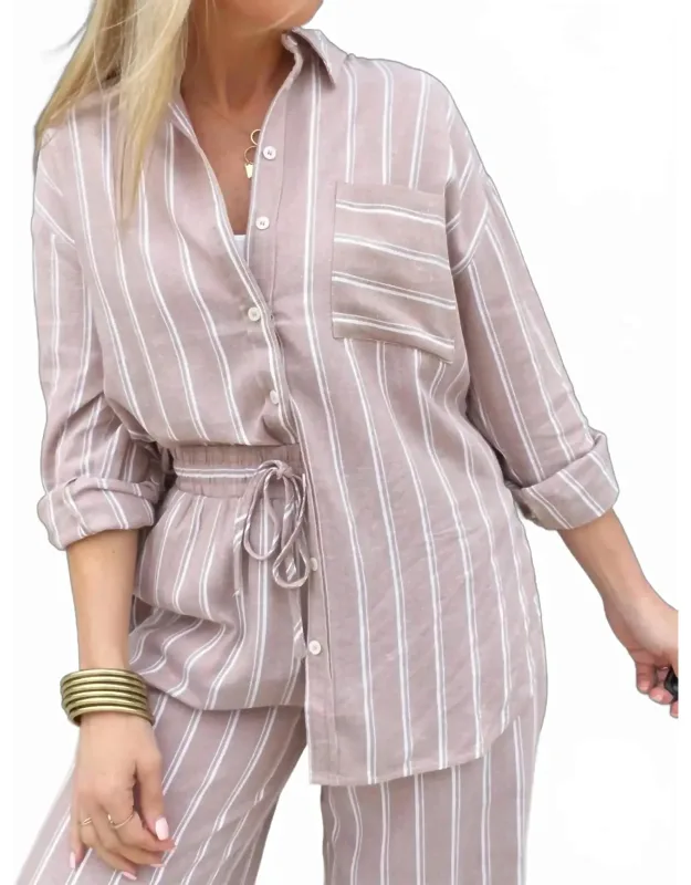 Soft Washed Striped Button Down Shirt