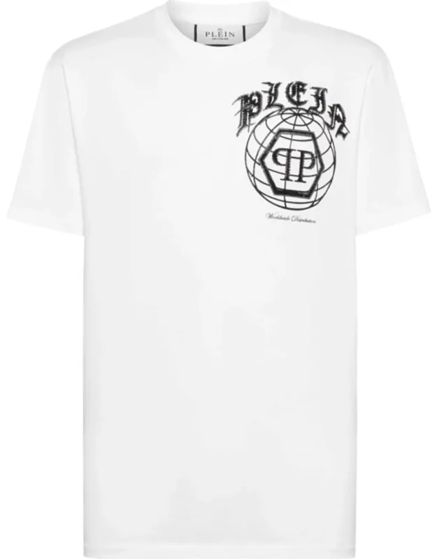 T-shirt Round Neck Ss With Worldwide Theme Prints And Bejewelled Details