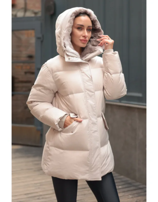 Arden Genuine Rex Rabbit Fur Down Insulated Coat
