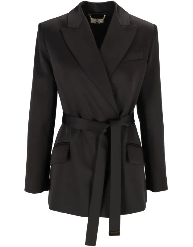 Tailored Belted Flap Pocket Blazer