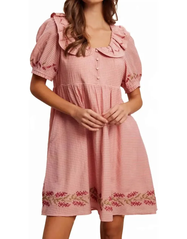 Embroidered Babydoll Dress