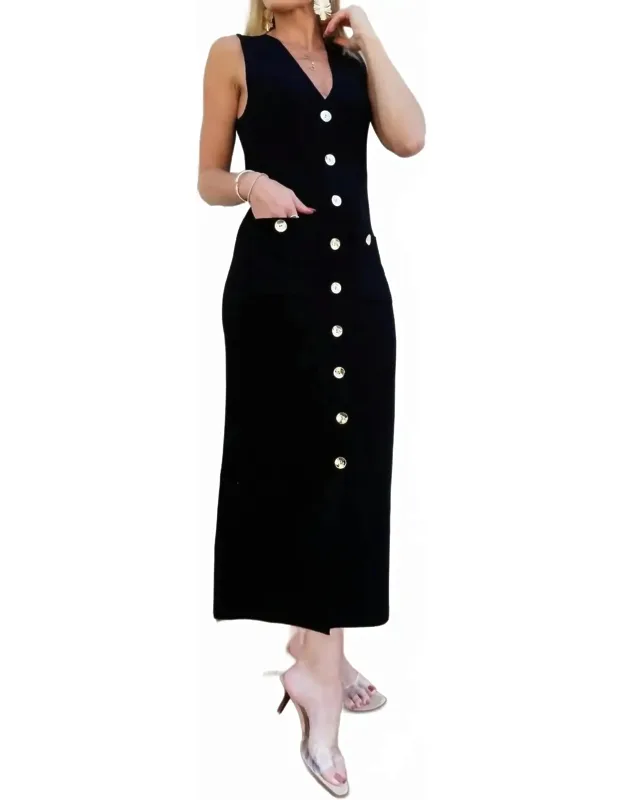 Sleeveless Sweater Button Down Maxi Dress