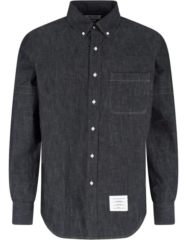 Denim Shirt With Multicolor Tab Detail