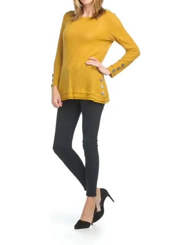 Waffle Top With Button Detail