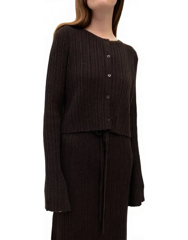 Ribbed Knit Crewneck Cardigan
