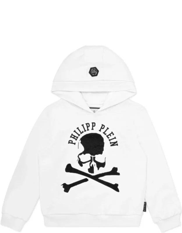 Hoodie Sweatshirt With Signature Skull And Crossbones Emblem, Premium Cotton Blend For Comfort And Movement